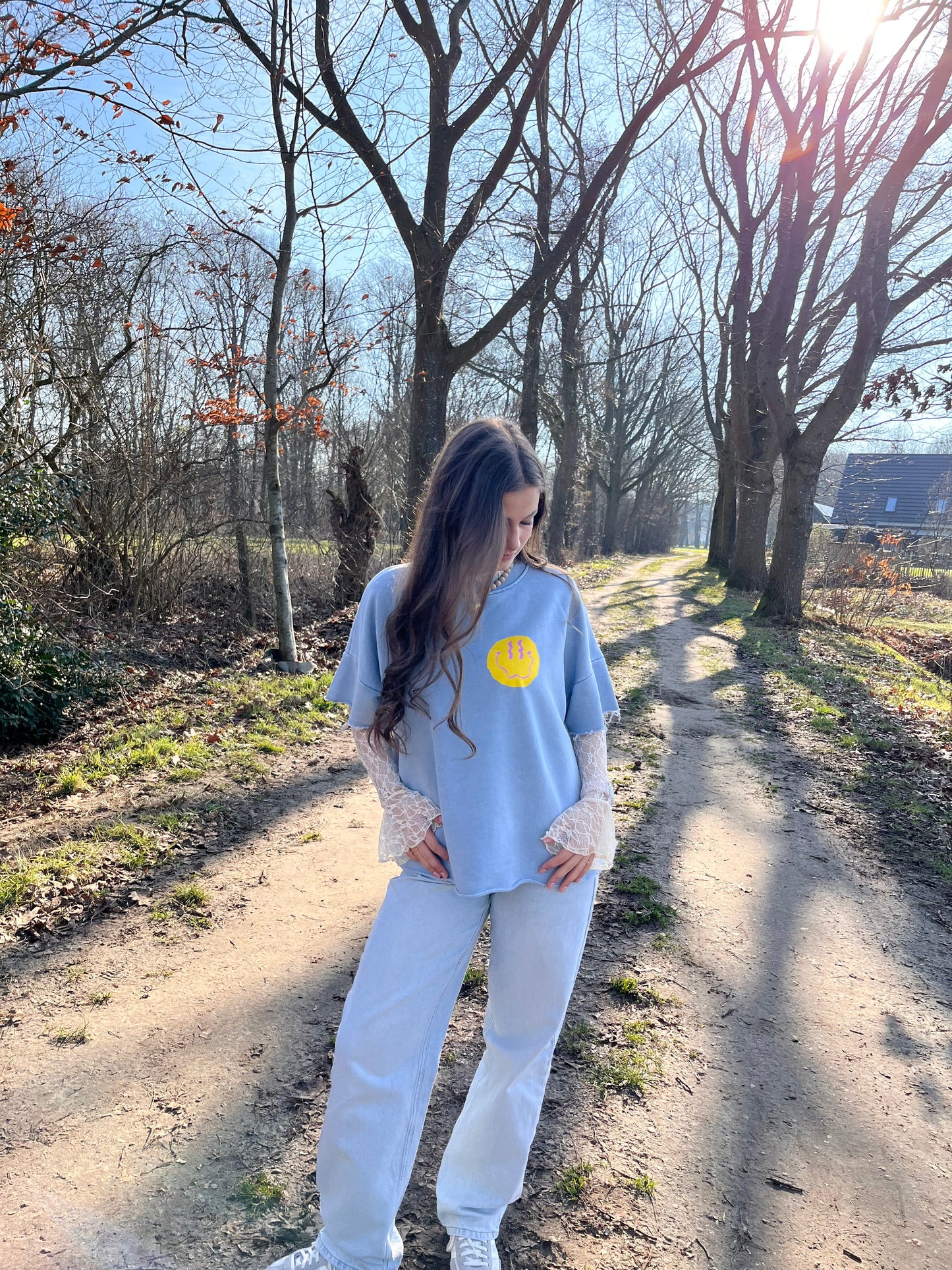 Shirt Smile print blauw