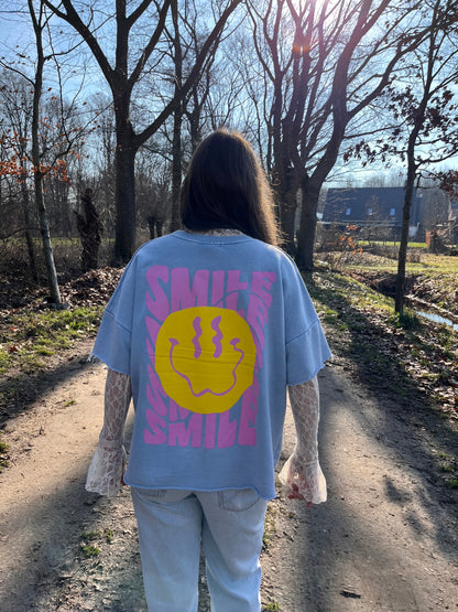 Shirt Smile print blauw