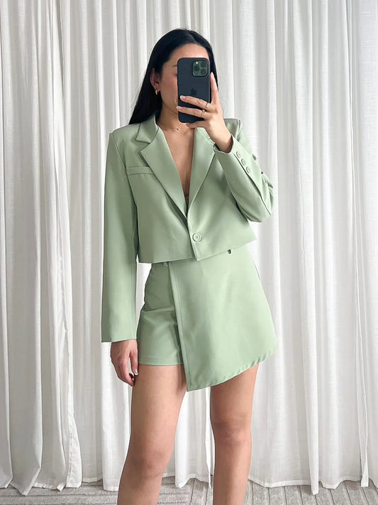 Cropped Blazer Green