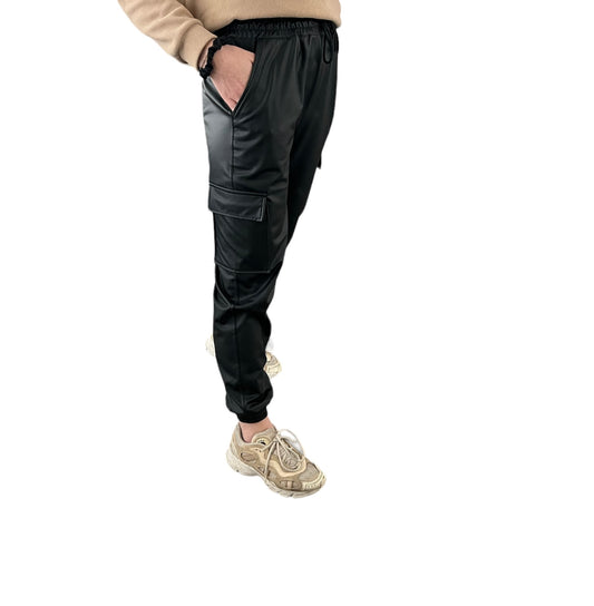 Broek leather cargo